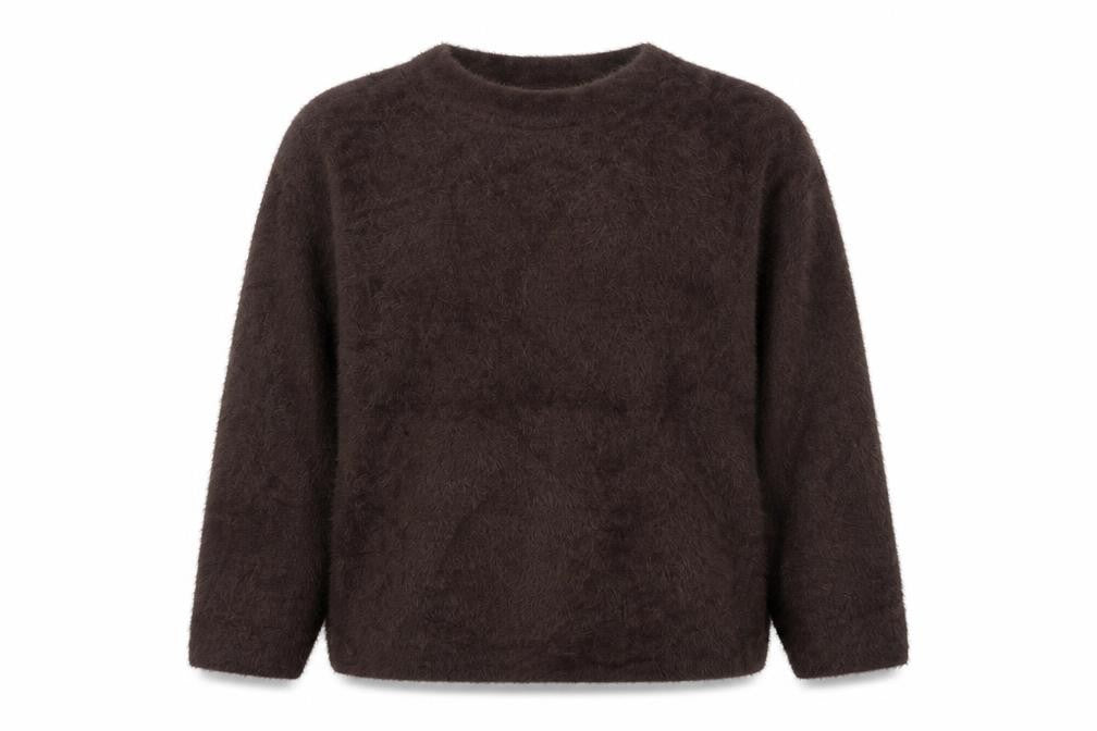Front view of Marks & Spencer Women Brown Fuzzy Knit jumper M