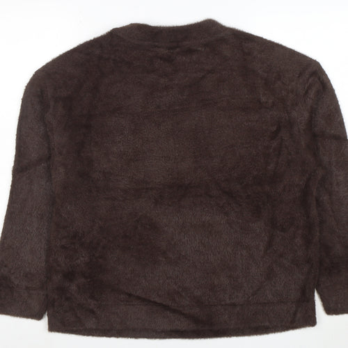 Marks and Spencer Women Brown Fuzzy Knit Pullover Jumper M