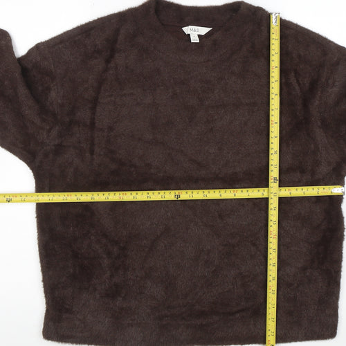 Marks and Spencer Women Brown Fuzzy Knit Pullover Jumper M