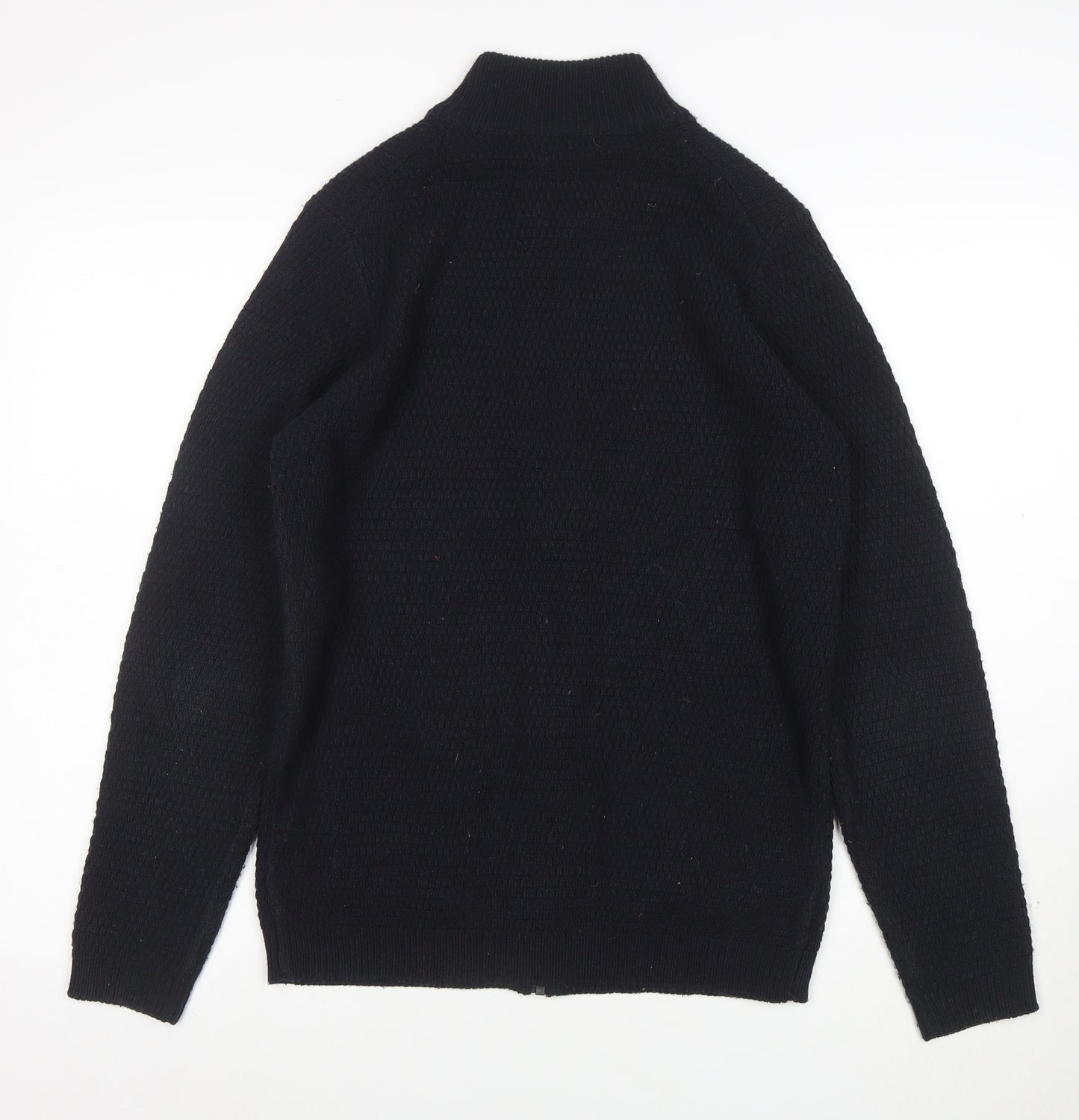 Marks and Spencer Men’s Black Full Zip High Neck Acrylic Jumper S