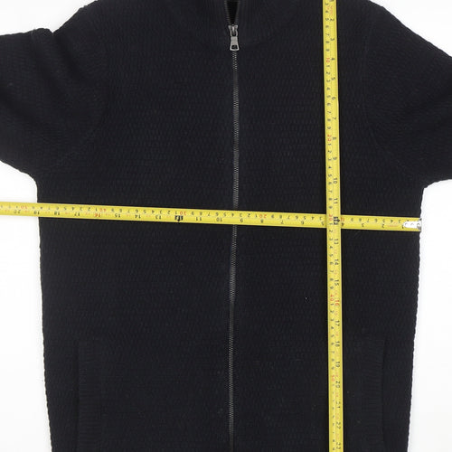 Marks and Spencer Men’s Black Full Zip High Neck Acrylic Jumper S