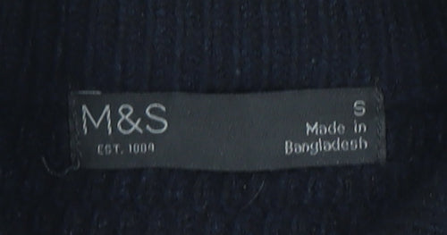 Marks and Spencer Men’s Black Full Zip High Neck Acrylic Jumper S