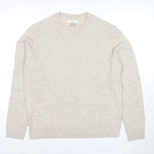 Marks and Spencer Men's Beige Wool Crew Neck Jumper M