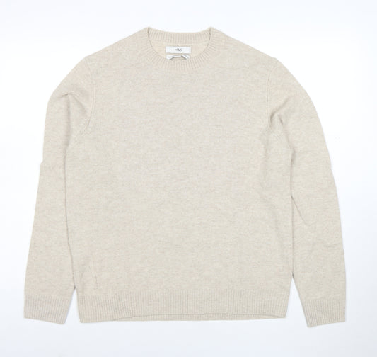 Marks and Spencer Men's Beige Wool Crew Neck Jumper M