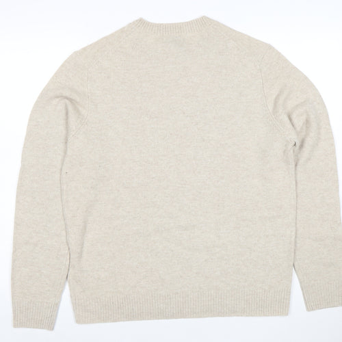 Marks and Spencer Men's Beige Wool Crew Neck Jumper M
