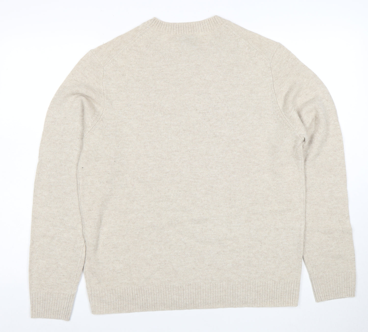 Marks and Spencer Men's Beige Wool Crew Neck Jumper M