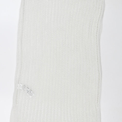 Marks and Spencer Women White Knit Crochet Kaftan Dress Size M Summer Beachwear