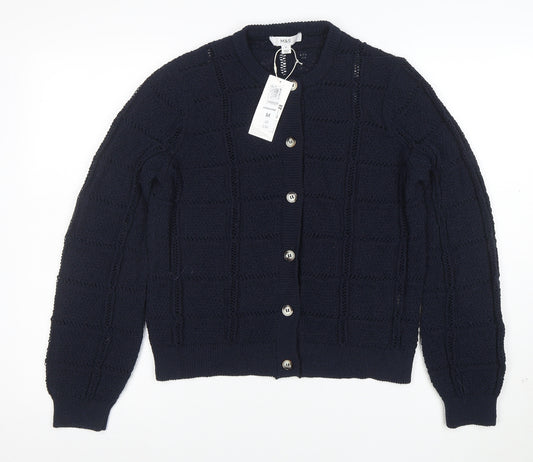 Marks and Spencer Women Blue Knit Cardigan M Regular Fit