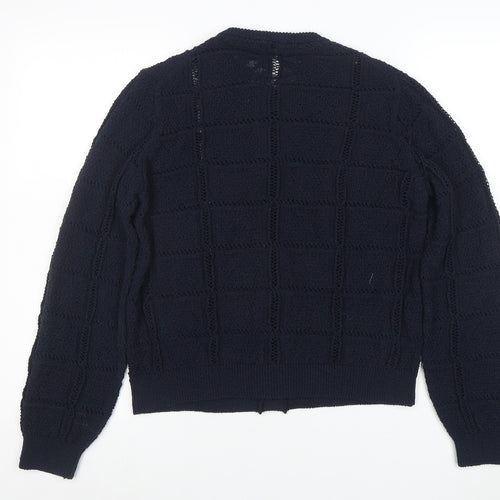 Marks and Spencer Women Blue Knit Cardigan M Regular Fit