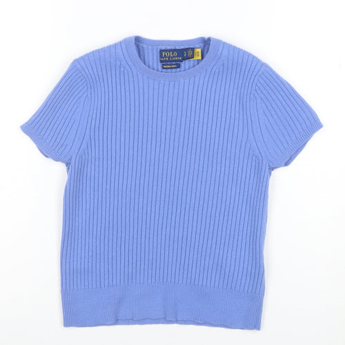 Polo Ralph Lauren Women's Blue Merino Wool Short Sleeve T-Shirt S