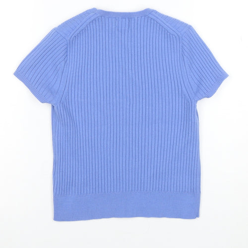Polo Ralph Lauren Women's Blue Merino Wool Short Sleeve T-Shirt S