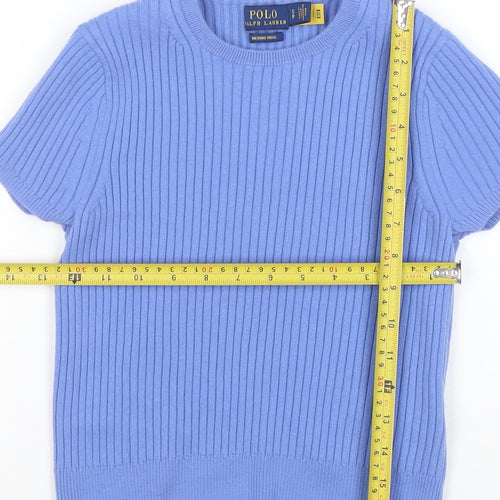 Polo Ralph Lauren Women's Blue Merino Wool Short Sleeve T-Shirt S