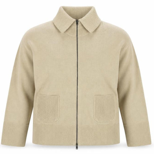Marks and Spencer Women Beige XL Full Zip Collared Cotton Jumper