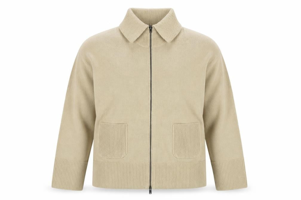 Marks and Spencer Women Beige XL Full Zip Collared Cotton Jumper