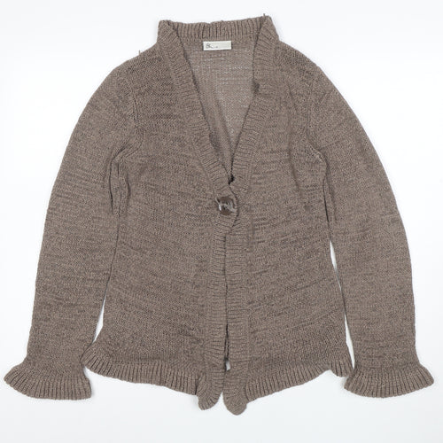 BHS Women’s Brown V-Neck Long Sleeve Knit Cardigan Size 12