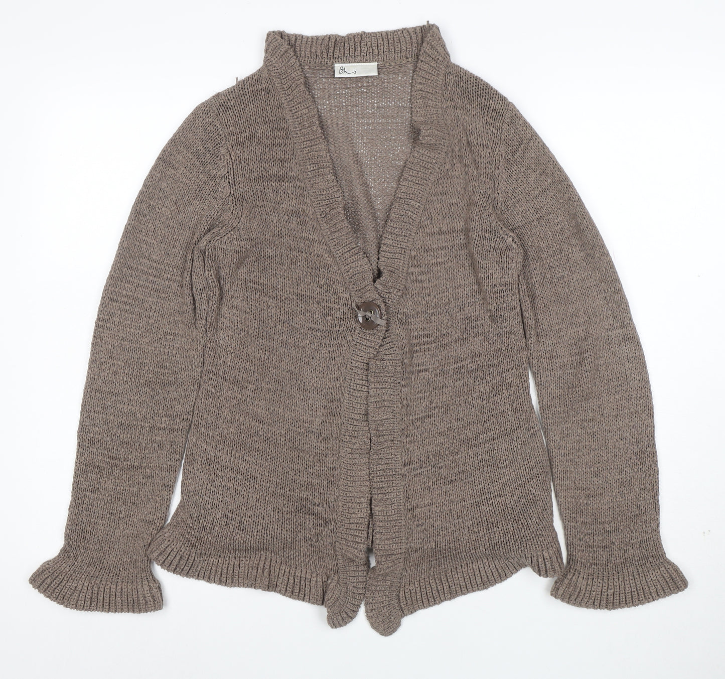 BHS Women’s Brown V-Neck Long Sleeve Knit Cardigan Size 12