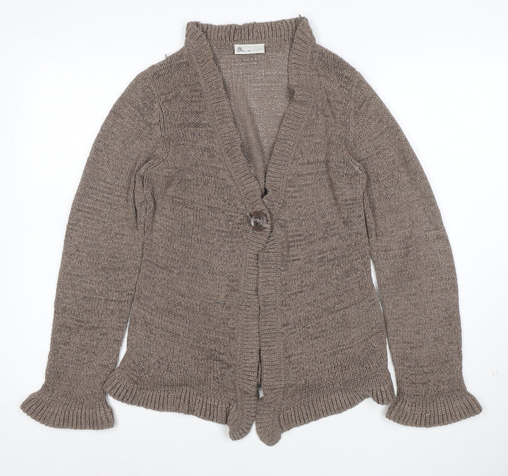 BHS Women’s Brown V-Neck Long Sleeve Knit Cardigan Size 12