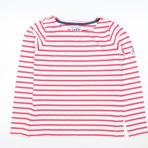 Lazy Jacks Women's Pink Striped Long Sleeve Cotton Nautical T-Shirt XS