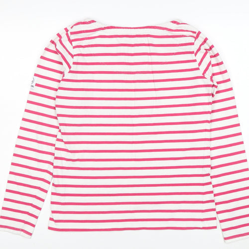 Lazy Jacks Women's Pink Striped Long Sleeve Cotton Nautical T-Shirt XS