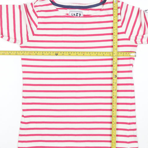 Lazy Jacks Women's Pink Striped Long Sleeve Cotton Nautical T-Shirt XS