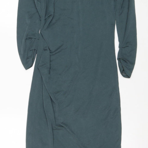 Topshop Petite Green Bodycon Long Sleeve Dress Size 4