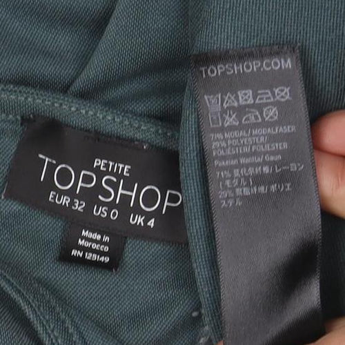 Topshop Petite Green Bodycon Long Sleeve Dress Size 4