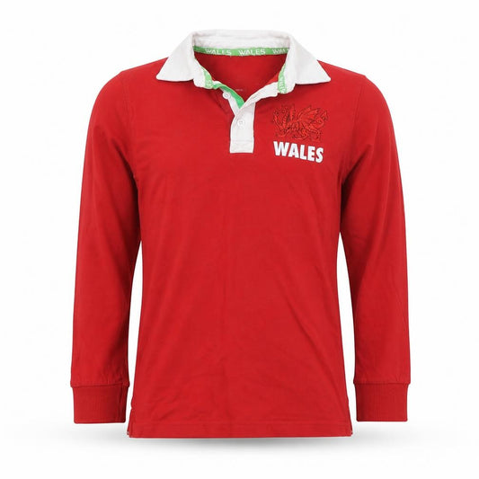 Urban Outlaws Boys Red Wales Long Sleeve Polo Shirt 7-8 Years Cotton Blend