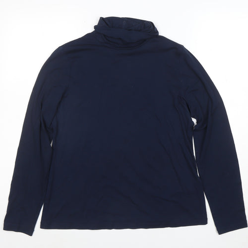 Lands' End Women's Blue Roll Neck Long Sleeve Stretch Top Size M