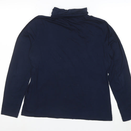 Lands' End Women's Blue Roll Neck Long Sleeve Stretch Top Size M