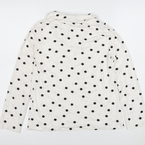 Marks and Spencer Women’s White Polka Dot Bow Neck Long Sleeve Blouse Size 10