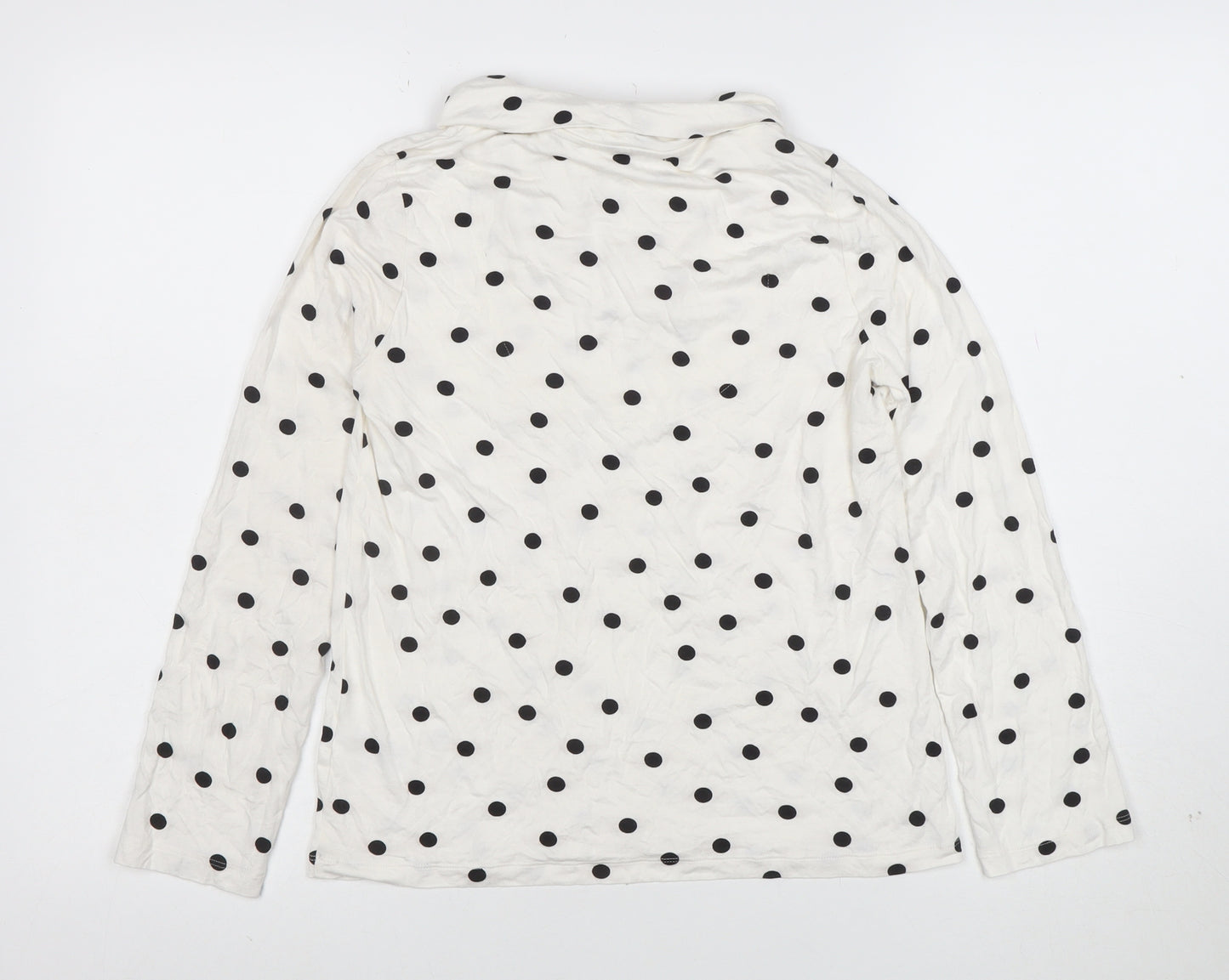 Marks and Spencer Women’s White Polka Dot Bow Neck Long Sleeve Blouse Size 10
