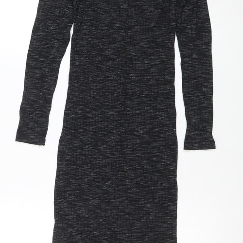 Bershka Women Black Long Sleeve Long Bodycon Dress Size S