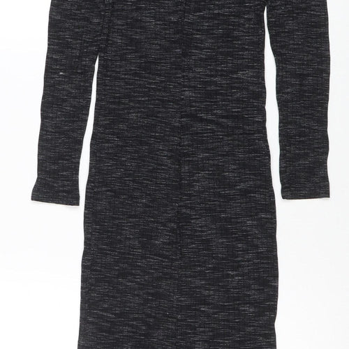 Bershka Women Black Long Sleeve Long Bodycon Dress Size S