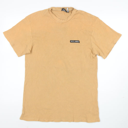 Reclaimed Vintage Men's Beige Cotton Crew Neck T-Shirt Size M