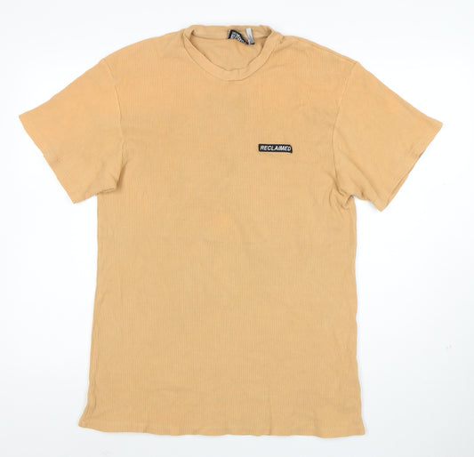 Reclaimed Vintage Men's Beige Cotton Crew Neck T-Shirt Size M