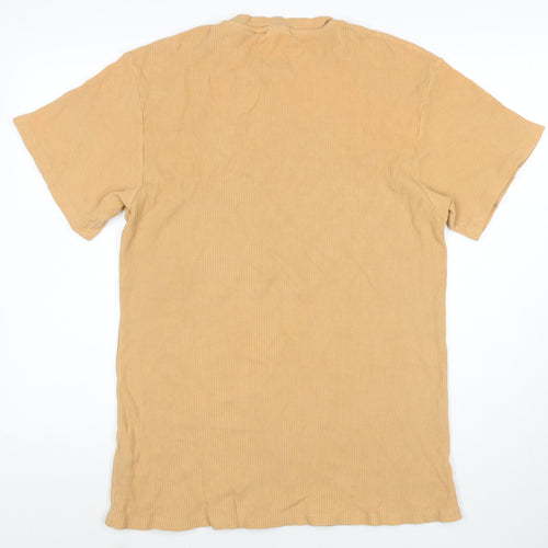 Reclaimed Vintage Men's Beige Cotton Crew Neck T-Shirt Size M