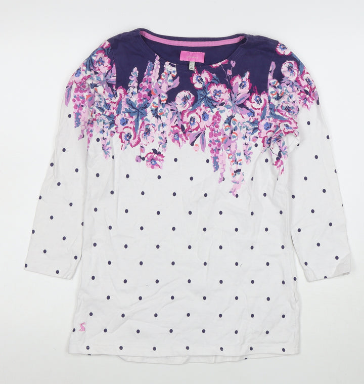 Joules Womens Multicoloured Floral Polka Dot Cotton Tunic Top Size 10
