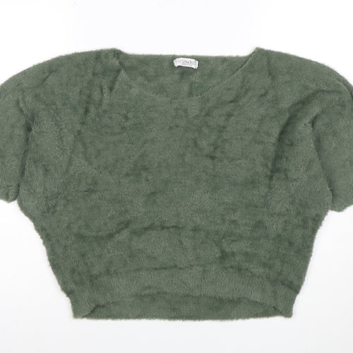 Luisa Ricci Women's Green Mohair Knit Cropped Blouse Size M