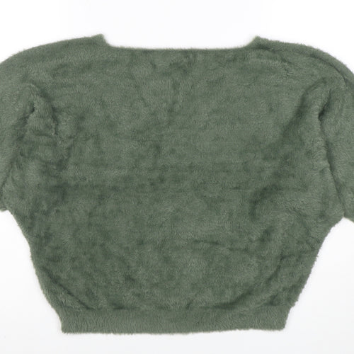 Luisa Ricci Women's Green Mohair Knit Cropped Blouse Size M