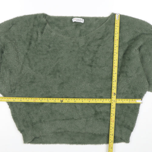 Luisa Ricci Women's Green Mohair Knit Cropped Blouse Size M