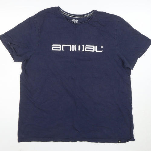 Animal Women’s Navy Blue Cotton T-Shirt XL Short Sleeve Crew Neck