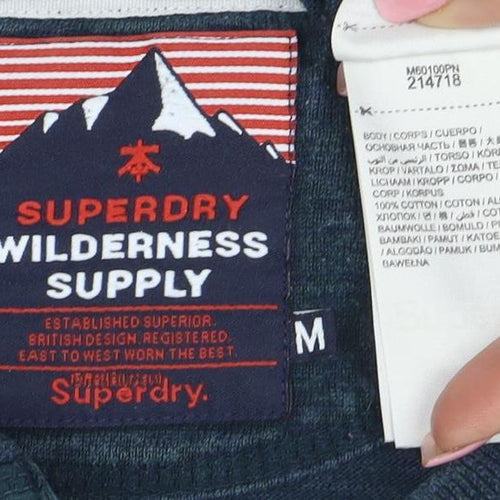 Superdry Men's Blue Long Sleeve Henley Cotton T-Shirt M