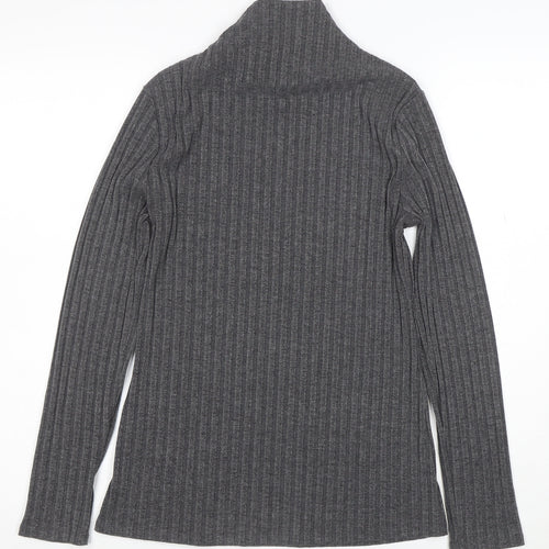 Principles by Ben de Lisi Petite Women's Grey Roll Neck Button Knit Top Size 12