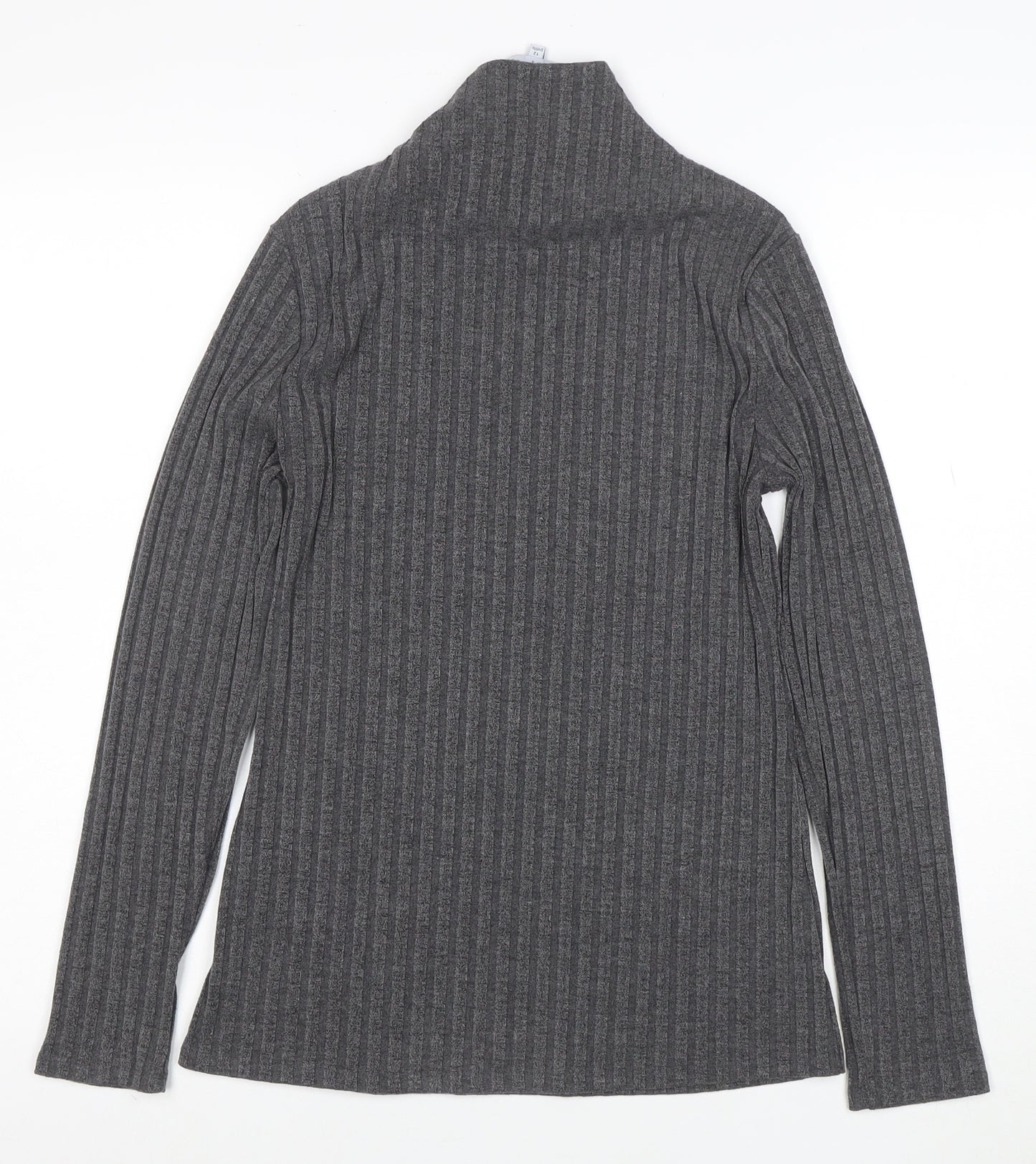 Principles by Ben de Lisi Petite Women's Grey Roll Neck Button Knit Top Size 12