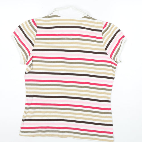 Yessica Women’s Multicoloured Striped Cotton Polo Shirt Size L
