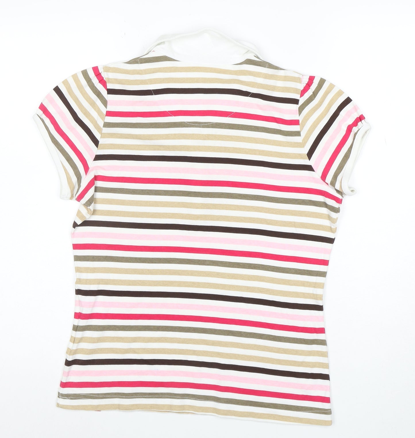 Yessica Women’s Multicoloured Striped Cotton Polo Shirt Size L