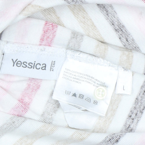 Yessica Women’s Multicoloured Striped Cotton Polo Shirt Size L