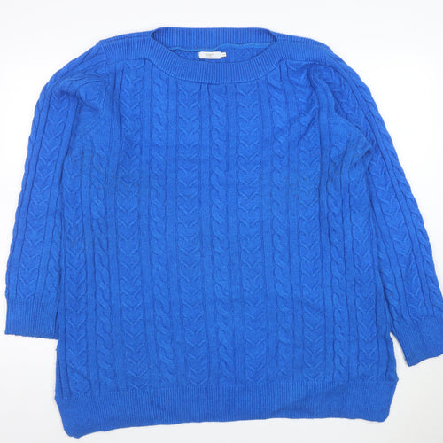 Coliton Traders Women's Blue Cable-Knit Jumper Size 20