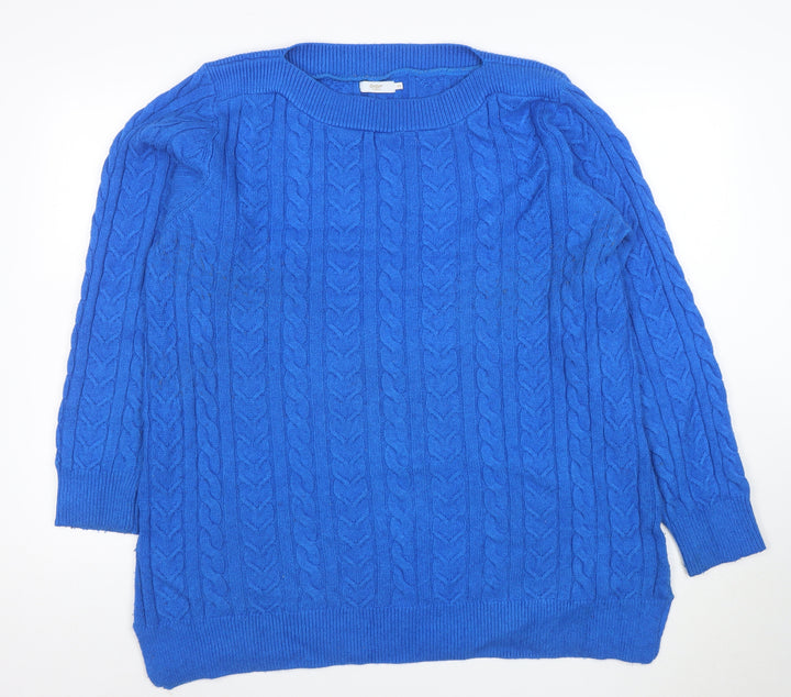 Coliton Traders Women's Blue Cable-Knit Jumper Size 20