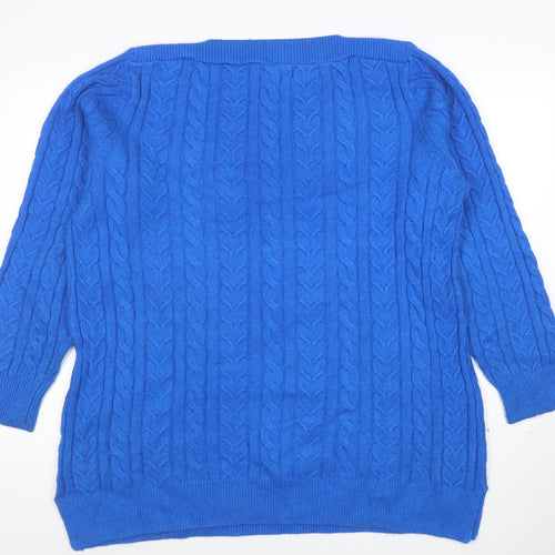 Coliton Traders Women's Blue Cable-Knit Jumper Size 20